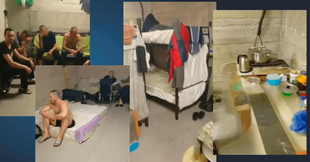 Условия в подвале КПП&nbsp;«Дариали» (источник: фрагменты видео Volunteers Tbilisi)